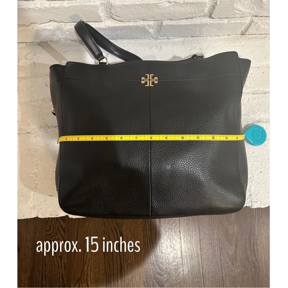 Tory Burch Ivy Side Zip Black Pebbled Leather Shoulder Tote Bag - Picture 13 of 13